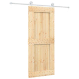 Sliding Door Natural and White 85 x 210 cm Solid Pine Wood 3445034