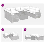 10 Piece Garden Sofa Set with Cushions Brown Poly Rattan Acacia 3326705