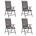Folding Garden Chairs 4 pcs Aluminium and Textilene Black 41733
