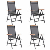 Folding Garden Chairs 4 pcs Aluminium and Textilene Black 41733