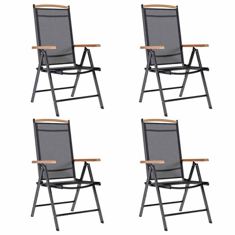 Folding Garden Chairs 4 pcs Aluminium and Textilene Black 41733