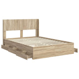 Bed Frame with Storage and Headboard Sonoma Oak 140 x 200 cm 3414301