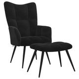 Relaxing chair with Footstool Black Velvet 42022449