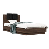 Bed Frame Brown Oak Engineered wood, Plywood 90 x 200 cm 3210037