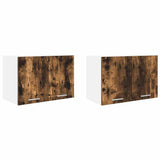 Hanging Cabinet 2 pcs Smoked Oak and White 60 x 31 x 40 cm 884171