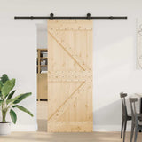 Sliding Door with Hardware Set 85x210 cm Solid Wood Pine 3332623