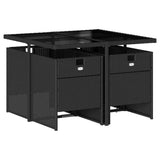 5 Piece Garden Dining Set with Cushions Black Poly Rattan 3210534
