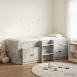 Loft Bed Frame with Cabinet 3 pcs Concrete Grey Engineered Wood 3423385