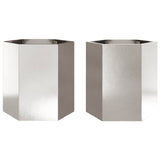 Garden Planter 2 pcs Hexagon 46x40x45 cm Stainless Steel 851117