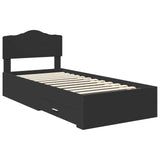 Bed Frame with Headboard Black 70 x 190 cm Engineered Wood 3413257