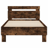 Bed Frame without Mattress with LED Lights Smoked Oak 100x200 cm 838712