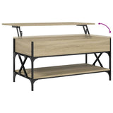 Coffee Table Sonoma Oak 100x50x50 cm Engineered Wood and Metal 845357