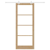 Sliding Door Natural 93 x 232 cm Solid Pine Wood and Glass 3332263