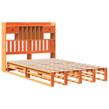 Bookcase Bed without Mattress Wax Brown 135x190 cm Double Solid Wood Pine 3323985