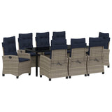 Garden Dining Set with Cushion 9 pcs Grey Poly Rattan 3380469