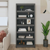 Book Cabinet Grey 80x35x183 cm Solid Wood Pine 821696