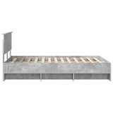 Bed Frame Concrete Grey 137 x 203 cm Engineered Wood 3408861
