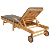Sun Lounger with Cushion 100% Polyester Solid-Teak 42032672