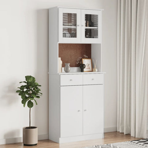 Highboard ALTA White 77x35x188 cm Solid Wood Pine 3187776