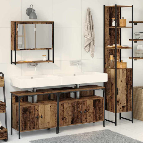 Bathroom Furniture Set 4 pcs Old wood 33 x 33 x 185.5 cm 3332601