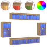 TV Cabinet Set Wall-mounted 8 pcs Artisan oak Engineered wood 3334387