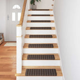Self-adhesive Stair Mats Striped 15 pcs Brown 65 x 21 x 4 cm 42011450