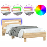Bed Frame without Mattress with LED Lights Sonoma Oak 90x200 cm 838717