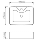 Ceramic Bathroom Sink Basin with Faucet Hole White Square 141936