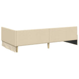 Corner Bed Frame with Headboard Cream 90 cm x 190 cm Velvet 42016041