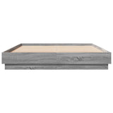 Bed Frame with LED without Mattress Grey Sonoma 140x200 cm 3209798