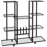ZNTS Flower Stand with Wheels 94.5x24.5x91.5 cm Black Iron 343121