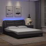 Bed Frame with LED without Mattress "Hvar" Grey 160x200 cm 3213944