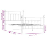 Bed Frame White Powder-Coated Steel Single Bed Frame 353598
