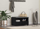 Hall Bench Black Oak 60 x 38 x 46 cm Engineered Wood and Fabric 891449