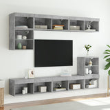TV Cabinets with LED Lights 2 pcs Concrete Grey 80x30x30 cm 837148