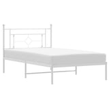 Metal Bed Frame without Mattress with Headboard White 107x203cm 374384