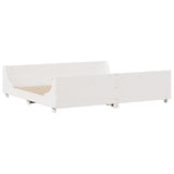 ZNTS Bed Frame without Mattress White 200x200 cm Solid Wood Pine 3323756