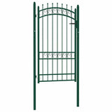 Fence Gate EMMEN with Spikes Steel 103x134.5 cm Green 146376
