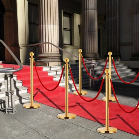 3 Piece VIP Queue Barrier Set Stainless Steel Gold 145730
