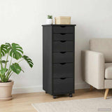 Rolling Cabinet Grey 34 x 39 x 93.5 cm Solid Pine Wood 42028366