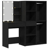LED Dressing Table Set with Drawer Black Oak 140 x 40 x 140 cm 3333044