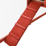 Outdoor Rabbit Hutch with Run Red and White Solid Fir Wood 170875