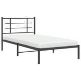Metal Bed Frame without Mattress with Headboard Black 107x203cm 355557