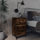 Bed Cabinet with Metal Legs Smoked Oak 40x35x69 cm 813140