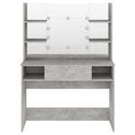Makeup Table with LED Lights 100x40x135 cm MDF Concrete Grey 331544