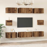TV Cabinet Set Wall-mounted 8 pcs Old Wood Engineered Wood 3393165