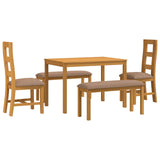 Dining Set 5 pcs Grey Solid Oak Wood 3430287