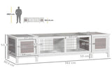 Rabbit Hutch and Run, with Removable Tray - Grey T3398P350076