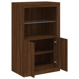 Side Cabinet with LED Lights Brown Oak Engineered Wood 836629