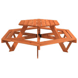 Picnic Table for 6 Kids with Benches Hexagon Solid Wood Fir 4008994